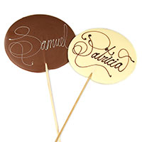 piruletas de chocolate personalizadas con nombre