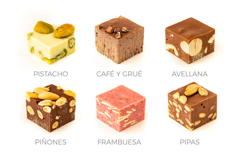Sabores chocolates sin azúcar y sin gluten. Apto para celiacos.